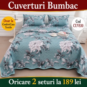 Set Cuvertura de Pat cu 2 Fete, 3 Piese, CUVS30 OFERTA 2 LA 189 LEI