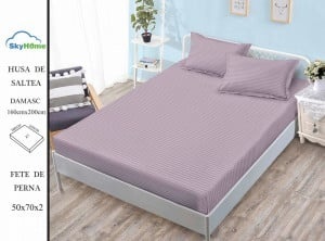 HUSA DE PAT CU ELASTIC CU 2 FETE DE PERNA DAMASC160X200 CM SHK20