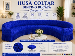 Husă Jacquard Premium pentru Colțar Albastru