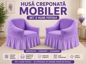 Set 2 Huse Creponate cu volanas Lila
