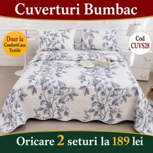 Set Cuvertura de Pat cu 2 Fete, 3 Piese, CUVS28 OFERTA 2 LA 189 LEI