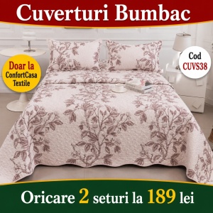 Set Cuvertura de Pat cu 2 Fete, 3 Piese, CUVS38 OFERTA 2 LA 189 LEI