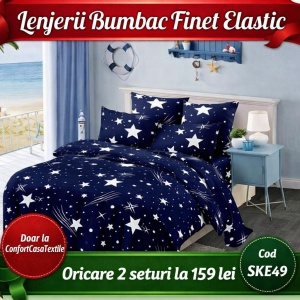 SET LENJERIE CU ELASTIC 140X200CM SKY HOME SKE49