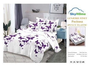 SET LENJERIE CU ELASTIC 140X200CM SKY HOME SKE56 - Img 2