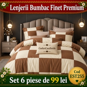 SET LENJERIE EAST COMFORT PENTRU PAT DUBLU FINET GROS EST255