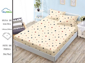 HUSA DE PAT CU ELASTIC CU 2 FETE DE PERNA 140X200 CM SHK33