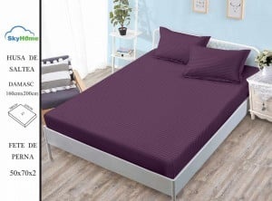 HUSA DE PAT CU ELASTIC CU 2 FETE DE PERNA DAMASC160X200 CM SHK24