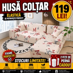 Husa Elastica Pentru Fotoliu / Canapea / Coltar Model Roz Cu Fluturasi