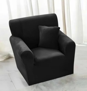 Husa Elastica Pentru Fotoliu Catifea Negru SCA20 - Img 2