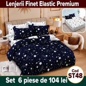 Lenjerie de pat finet 6 piese Premium cu Elastic ST48