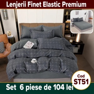 Lenjerie de pat finet 6 piese Premium cu Elastic ST51