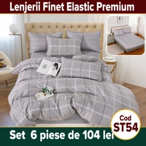Lenjerie de pat finet 6 piese Premium cu Elastic ST54