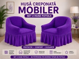 Set 2 Huse Creponate cu volanas Mov