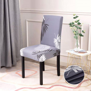 Set 4 Huse Scaune - Gri Cu Pene Mari