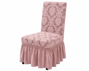 Set 6 Huse Scaune PremiumJaquard cu Volane Roz