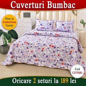 Set Cuvertura de Pat cu 2 Fete, 3 Piese, CUVS01 OFERTA 2 LA 189 LEI