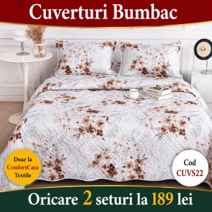 Set Cuvertura de Pat cu 2 Fete, 3 Piese, CUVS22 OFERTA 2 LA 189 LEI