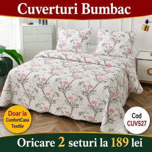 Set Cuvertura de Pat cu 2 Fete, 3 Piese, CUVS27 OFERTA 2 LA 189 LEI