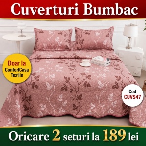 Set Cuvertura de Pat cu 2 Fete, 3 Piese, CUVS47 OFERTA 2 LA 189 LEI