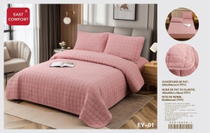 Cuvertura pat din Bumbac-In cu Husa cu elastic Cadou, 2 Persoane, 4Piese ESTN01