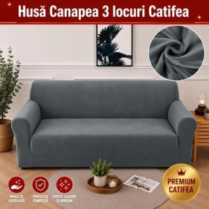 Husa Elastica Pentru Canapea 2 locuri Gri Inchis SCA12