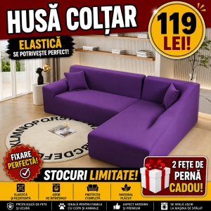 Husa Elastica Pentru Fotoliu / Canapea / Coltar Model Uni Mov