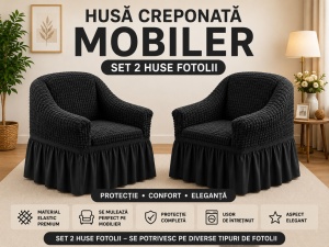 Set 2 Huse Creponate cu volanas Cenusiu