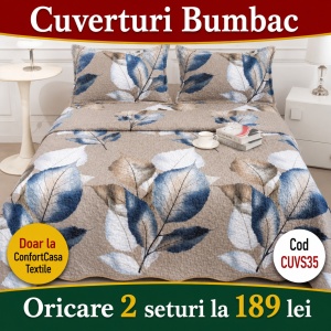 Set Cuvertura de Pat cu 2 Fete, 3 Piese, CUVS35 OFERTA 2 LA 189 LEI
