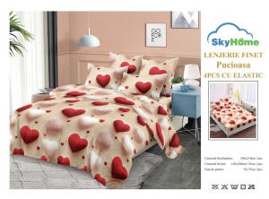 SET LENJERIE CU ELASTIC 140X200CM SKY HOME SKE51 - Img 2