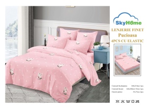 SET LENJERIE CU ELASTIC 140X200CM SKY HOME SKE60 - Img 2