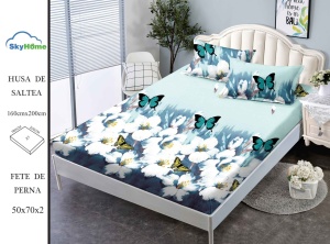 HUSA DE PAT CU ELASTIC CU 2 FETE DE PERNA 160x200cm SKYN02