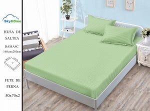 HUSA DE PAT CU ELASTIC CU 2 FETE DE PERNA DAMASC160X200 CM SHK21