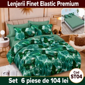 Lenjerie de pat finet 6 piese Premium cu Elastic ST04