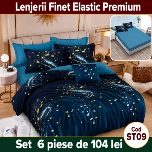 Lenjerie de pat finet 6 piese Premium cu Elastic ST09