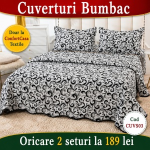 Set Cuvertura de Pat cu 2 Fete, 3 Piese, CUVS03 OFERTA 2 LA 189 LEI