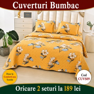 Set Cuvertura de Pat cu 2 Fete, 3 Piese, CUVS09 OFERTA 2 LA 189 LEI
