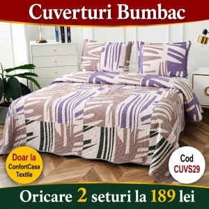 Set Cuvertura de Pat cu 2 Fete, 3 Piese, CUVS29 OFERTA 2 LA 189 LEI