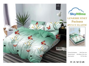 SET LENJERIE CU ELASTIC 140X200CM SKY HOME SKE57 - Img 2