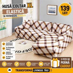 Husa Elastica Pentru Coltar Model Dungi Crem XL