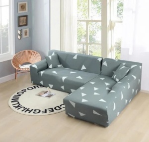 Husa Elastica Pentru Coltar Model Gri cu Triunghiuri Albe XL - Img 2