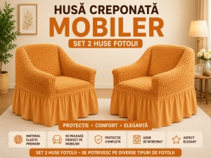 Set 2 Huse Creponate cu volanas Mustar