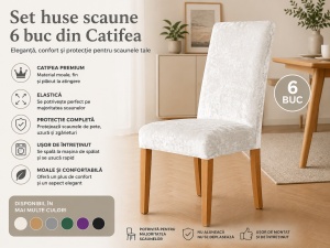 Set 6 Huse Scaune Catifea Plusata Alb - Img 2