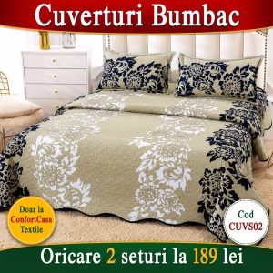Set Cuvertura de Pat cu 2 Fete, 3 Piese, CUVS02 OFERTA 2 LA 189 LEI