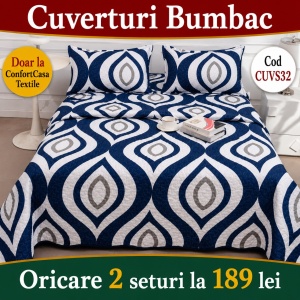 Set Cuvertura de Pat cu 2 Fete, 3 Piese, CUVS32 OFERTA 2 LA 189 LEI
