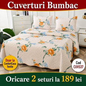Set Cuvertura de Pat cu 2 Fete, 3 Piese, CUVS37 OFERTA 2 LA 189 LEI