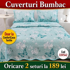 Set Cuvertura de Pat cu 2 Fete, 3 Piese, CUVS42 OFERTA 2 LA 189 LEI