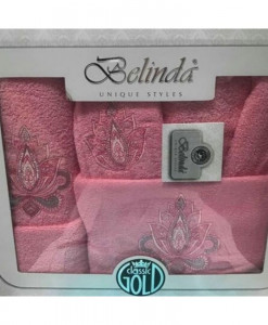 Set Prosoape si Halat din Bumbac 4 Piese Belinda Roz BLD 4