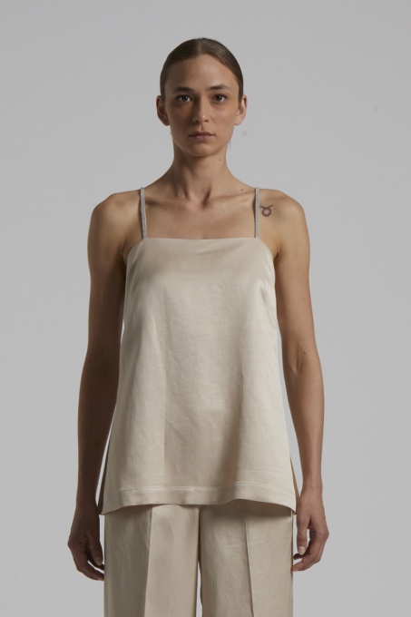 PESERICO | Fluid viscose and linen twill top