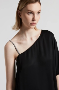 PESERICO |Asymmetrical viscose one-shoulder top - Img 4