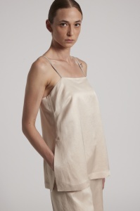 PESERICO | Fluid viscose and linen twill top - Img 3
